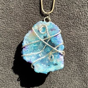 Beautiful Geode Necklace Sterling Silver